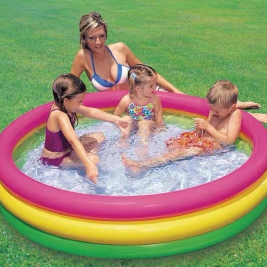 Haiyun three-ring pool children's inflatable swimming pool round bubble bottom paddling pool baby fishing play sand wave ball