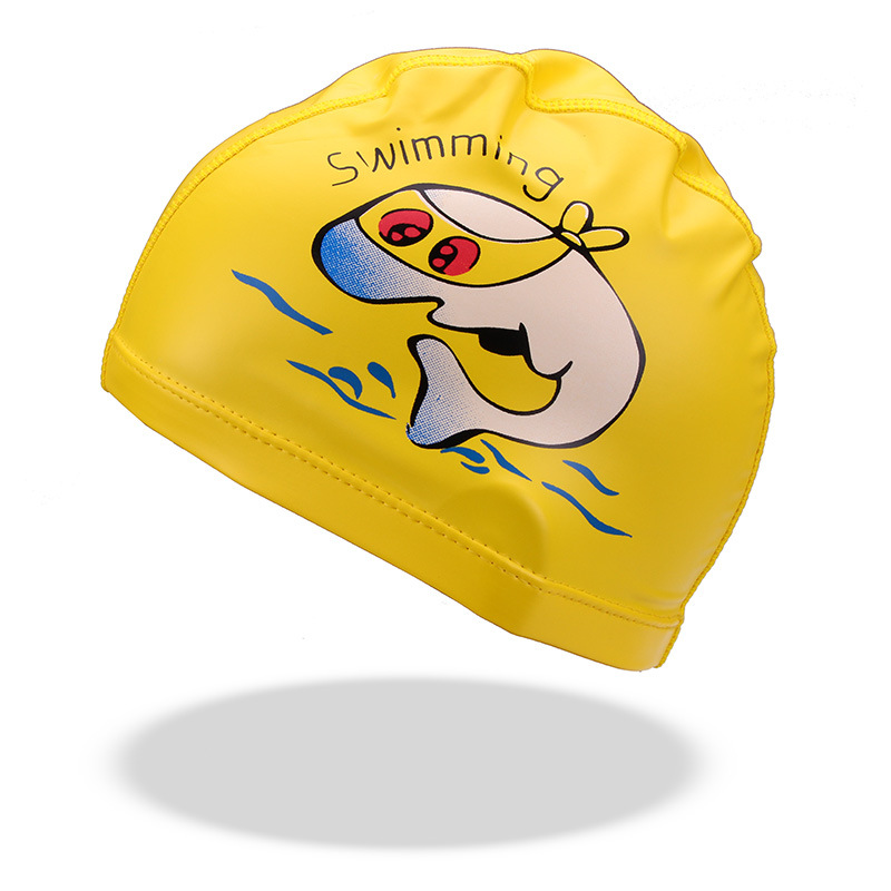 Picture of Manufacturers wholesale children's cartoon swimming cap waterproof ear protection Pu coated cap boys and girls large swimming cap