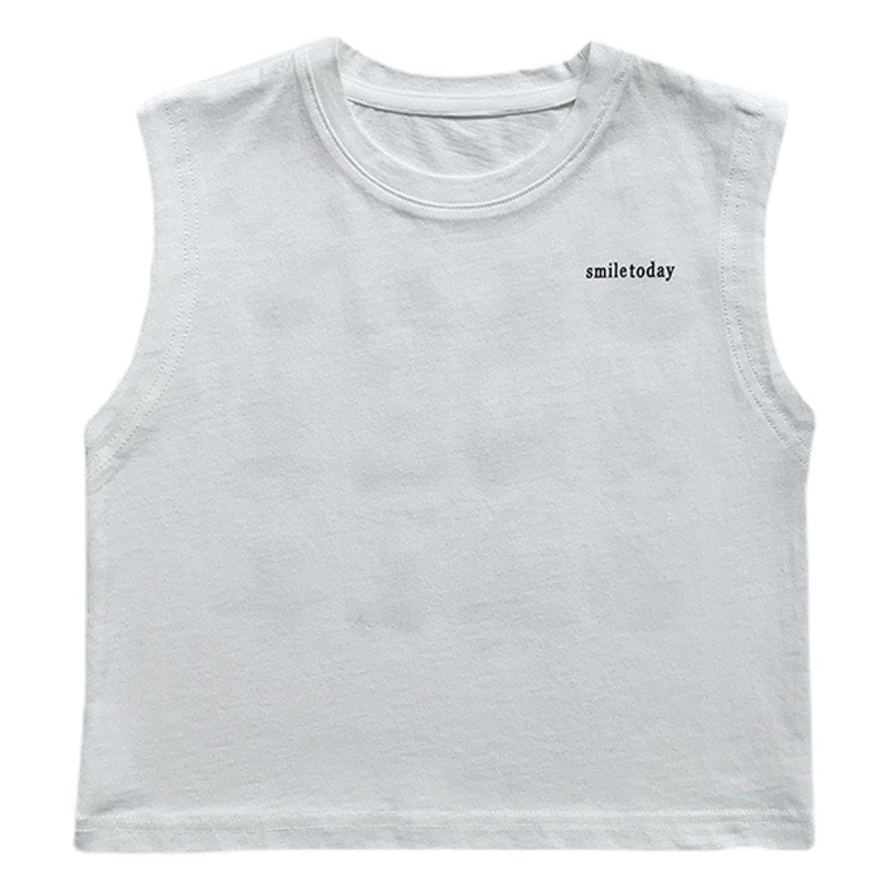 Pure Cotton Baby Kidsren's Sleeveless T-Shirt 2025 Trendy Brand Handsome Boys and Girls Vest Tops Summer Clothes