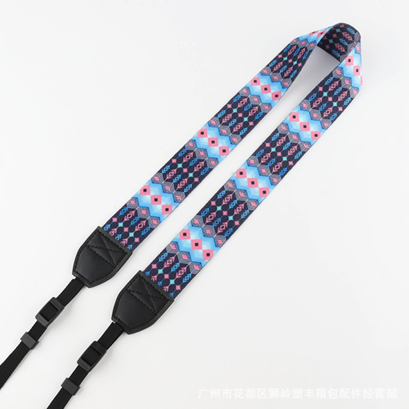 Picture of Retro striped shoulder strap camera strap 3.8cm ethnic pattern SLR widened shoulder strap thermal transfer leather shoulder strap