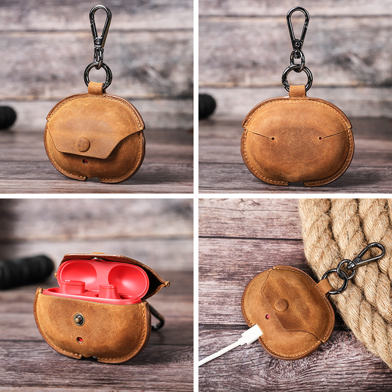 Picture of For Apple Beats Studio Buds Headphone Case Crazy Horse Leather Portable Bluetooth Headset Case