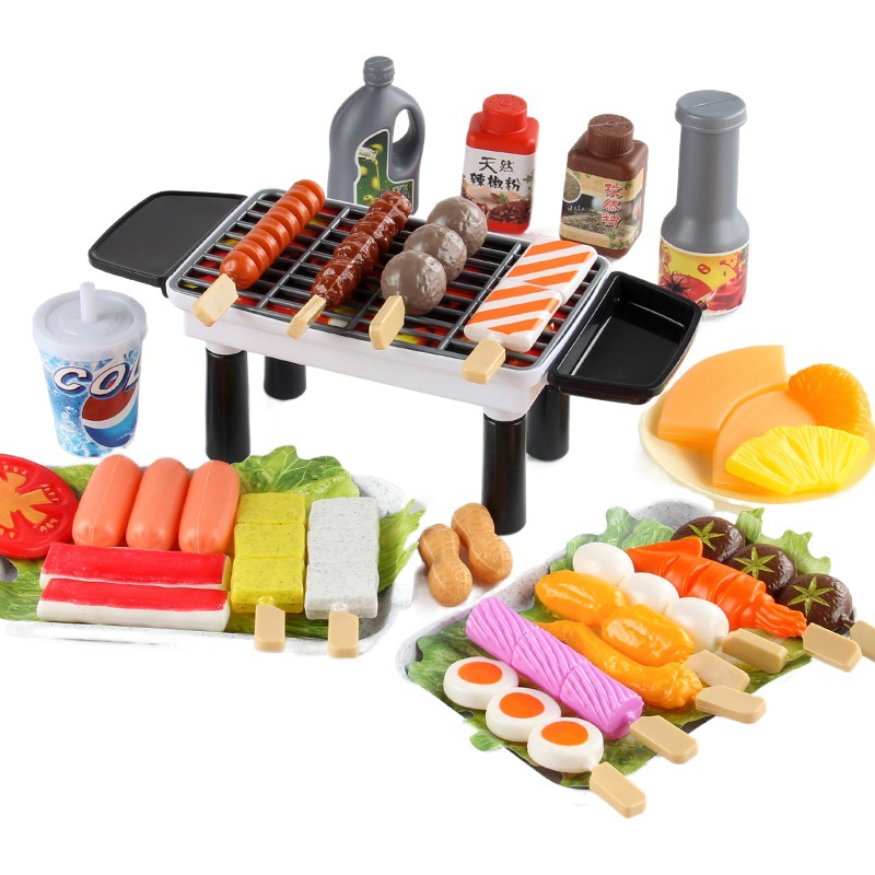 Children's fun hot pot barbecue suit play house roast string hot pot ingredients tableware parent-child interactive toys