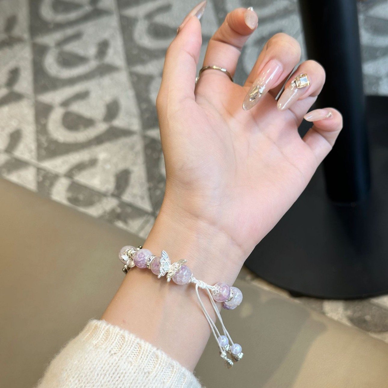 Picture of light purple Butterfly Beaded Guofeng Strap for Xiaomi Sports Bracelet 98pro76 Wristband 345 Women's Casual New Style