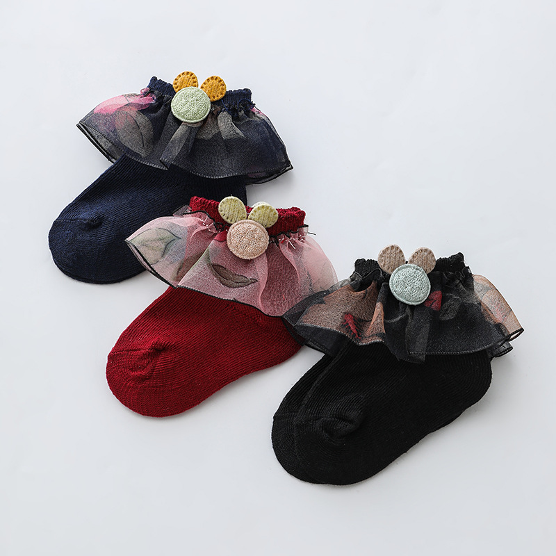 2022 Spring and Autumn Baby Girl Socks Children's Socks Cartoon Lace Dance Socks for Little Girls Toddler Socks for Young Children