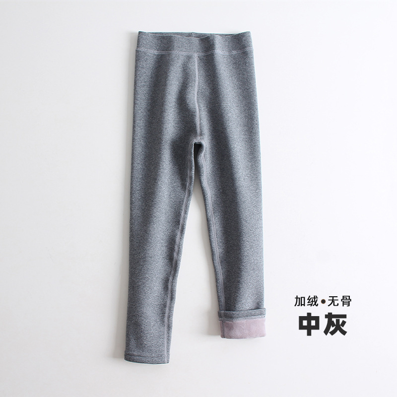 Picture of Girls' leggings fleece-lined thickened autumn and winter fleece-lined pants children's tights winter boneless solid color trousers outer wear
