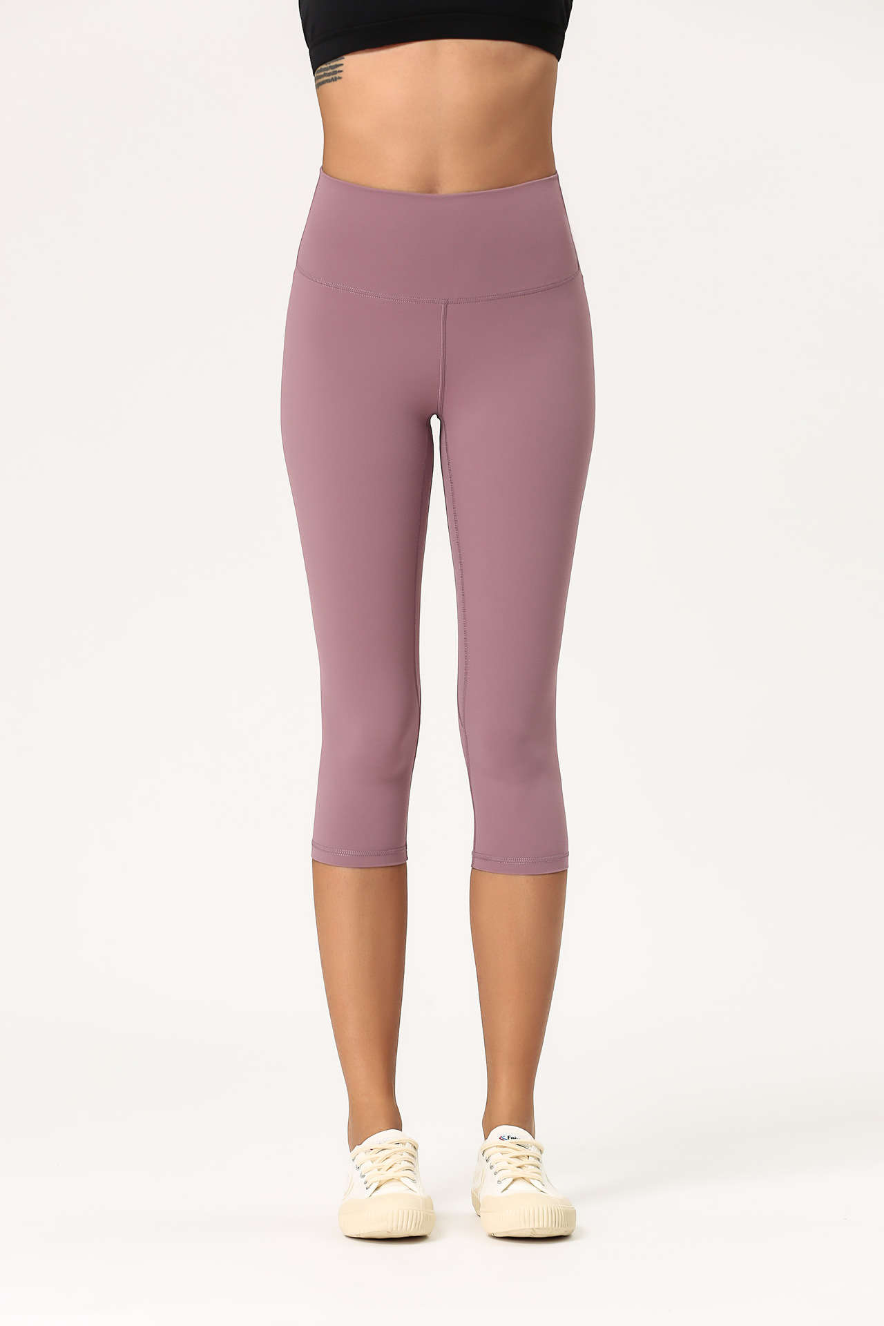 Picture of Amazon New Yoga Pants Women's Double Scrub Naked Capri Pants High Waist Tight European and American Comfortable Breathable