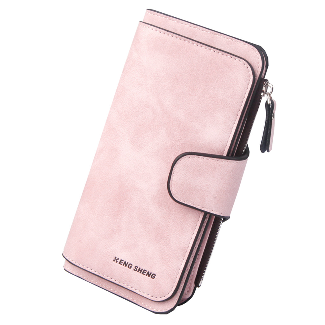 Hengsheng Wallet Women's Three-fold Long Frosted European and American Style Card Bag Buckle Women's Wallet Coin Purse Wallet Multi-card Slot