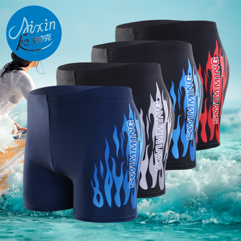 Picture of Factory wholesale boxer swimming trunks men's high waist swimming trunks conservative hot spring beach flame anti-embarrassing sexy tide