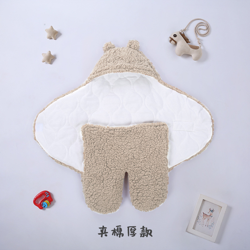 Picture of Baby Sleeping Bag Baby Going Out in Winter Swaddling Newborn Split Swaddling with Velvet Warm Cushion