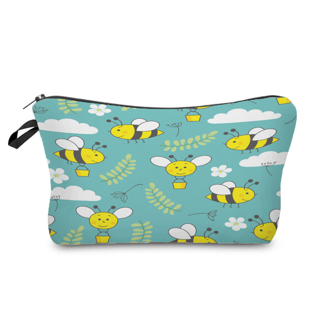 Picture of New arrival cute industrious Bee Printing cosmetic bag dumpling bag lipstick dumpling-shaped bag