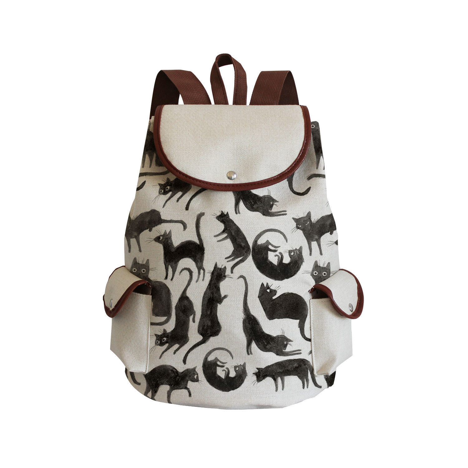 Cross-Border fashion travel backpack spot wholesale student schoolbag creative black cat printed backpack to figure