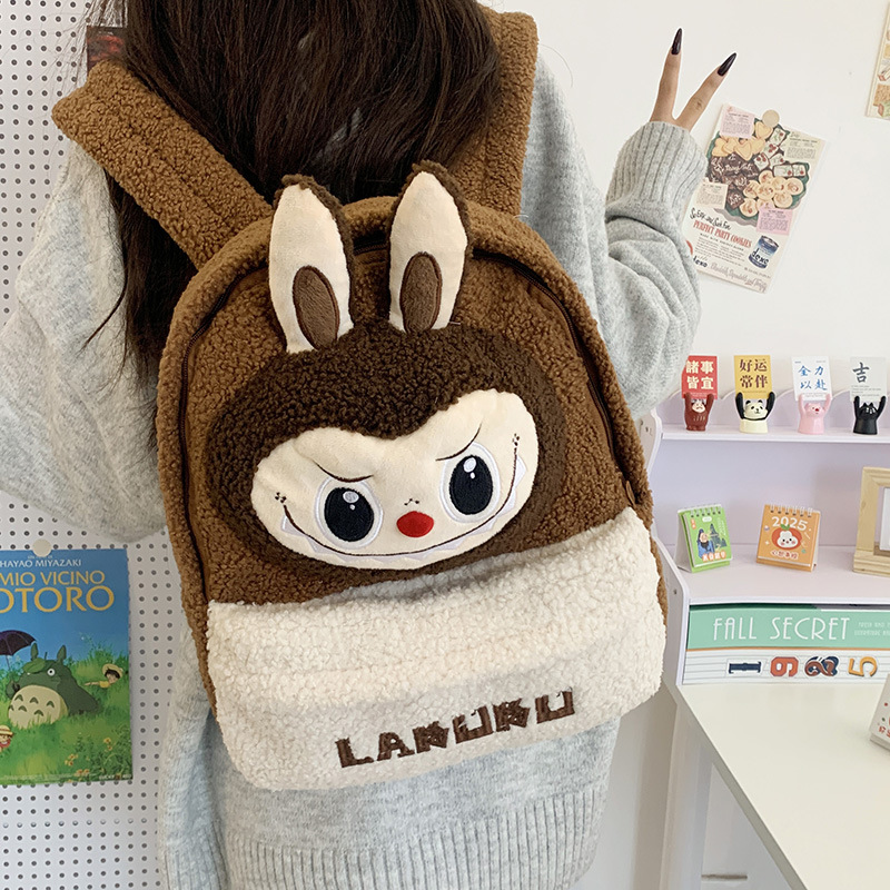 New Cartoon Kidsren's Backpack Cute Lamb Plush Lightweight Burden-Reducing Backpack K-Style Ins Kindergarten School Bag