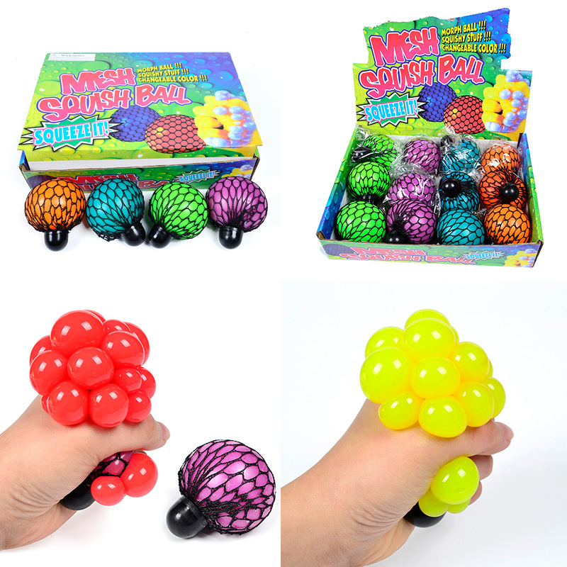 Picture of Creative new color beads fruit double hand pinch squeeze grape Ball Trick Trick decompression toys funny pinch music