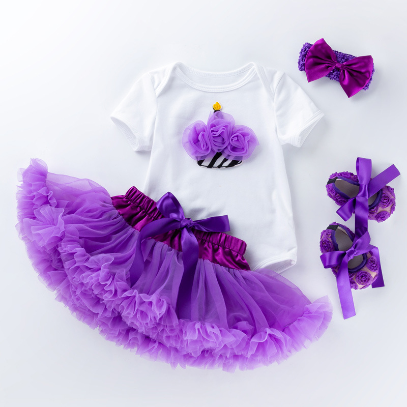 Picture of Cross-border ins Children's Wear Mother's Day Gift Baby Girl Cartoon Hare Purple Pouce Dress Set Baby Skirt