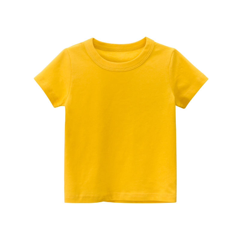 Picture of 27Kids Kidsren's Clothing Summer 2025 Kidsren's Short-Sleeved T-Shirt Advertising Shirt Korean Style Pure Color Unpatterned Kidsren's Clothing
