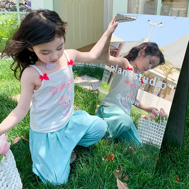 Picture of Printed Vest Bow Girl Children's Clothing Summer New Korean Style Baby Candy Color Cartoon Cute Skin-Friendly Sling