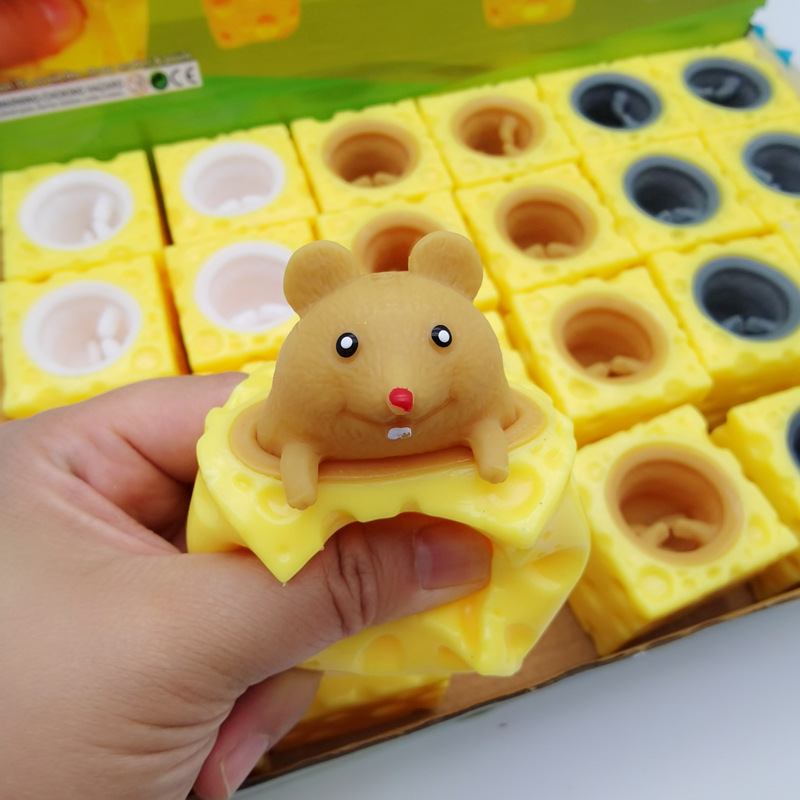Picture of New creative decompression cute cheese mouse Cup pinch music spoof squirrel Cup decompression vent ball toy