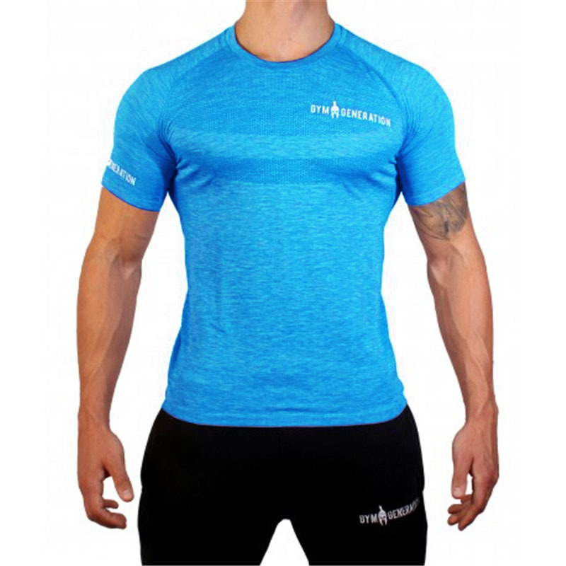 Picture of Muscle Fitness Men's Training Elastic Quick-drying T-shirt Running Suit Room Sports Exercise Quick-drying Short-sleeved Top