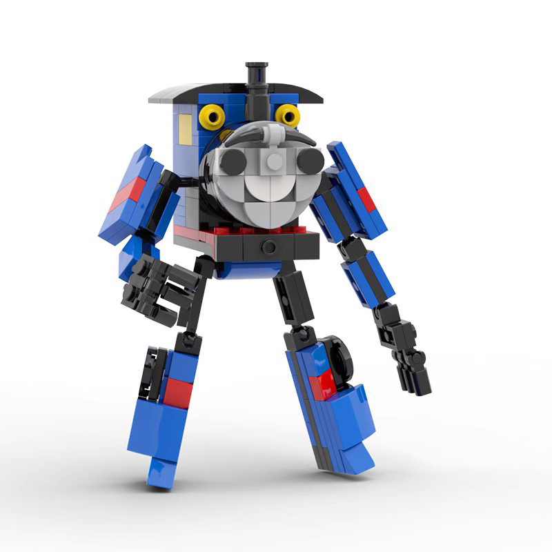 Picture of Cross-border assembled building blocks variation Charles Train Blue Mecha Robot model MOC compatible with Lego