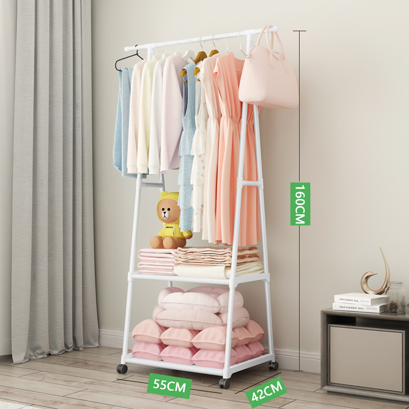 Picture of Floor-Standing Coat Rack, Triangular Coat Rack with Wheels, Mobile Multi-Layer Storage Rack, Clothes Rack, Simple and Modern Clothes Drying Rack