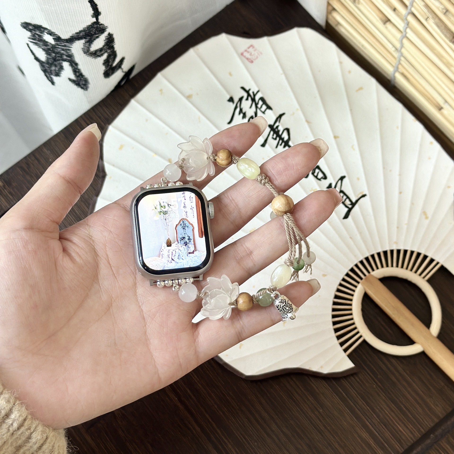 New Chinese Lotus Pearl Braided Rope Iwatch Strap for S9 Apple Strap applewatch7865se