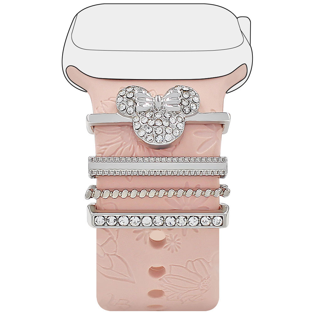 Picture of Applies to Apple Watch Watch Universal Silicone Strap with Diamond Cat Decoration
