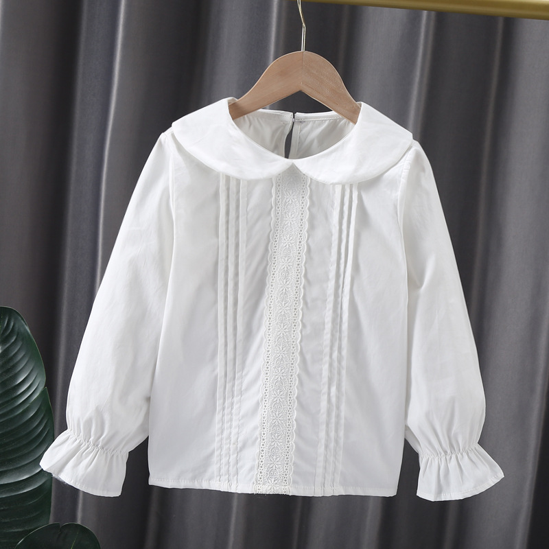 Picture of Shirt lace white girl's bottoming shirt top middle and small children's clothing student long sleeve middle and big children's inner wear overseas