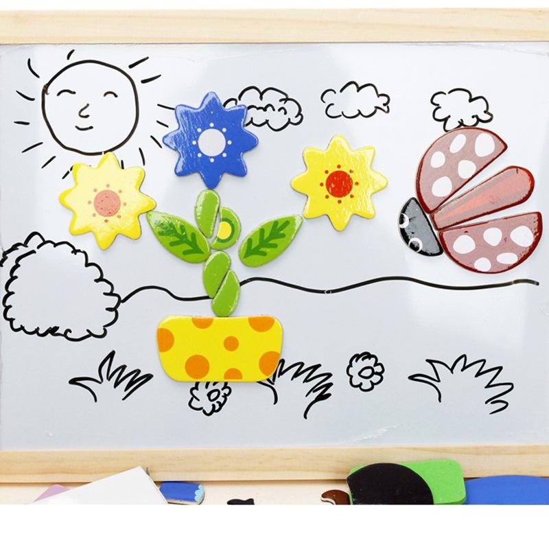Children's toys wooden magnetic puzzle puzzle animal puzzle double-sided magnetic drawing board children's puzzle puzzle