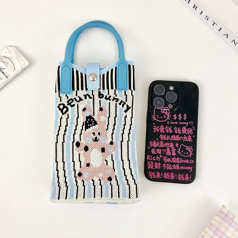 Picture of Shoulder Crossbody Mobile Phone Bag Cute Knitted Hand Bag Cartoon Large Capacity All-match Coin Purse Handbag Wholesale