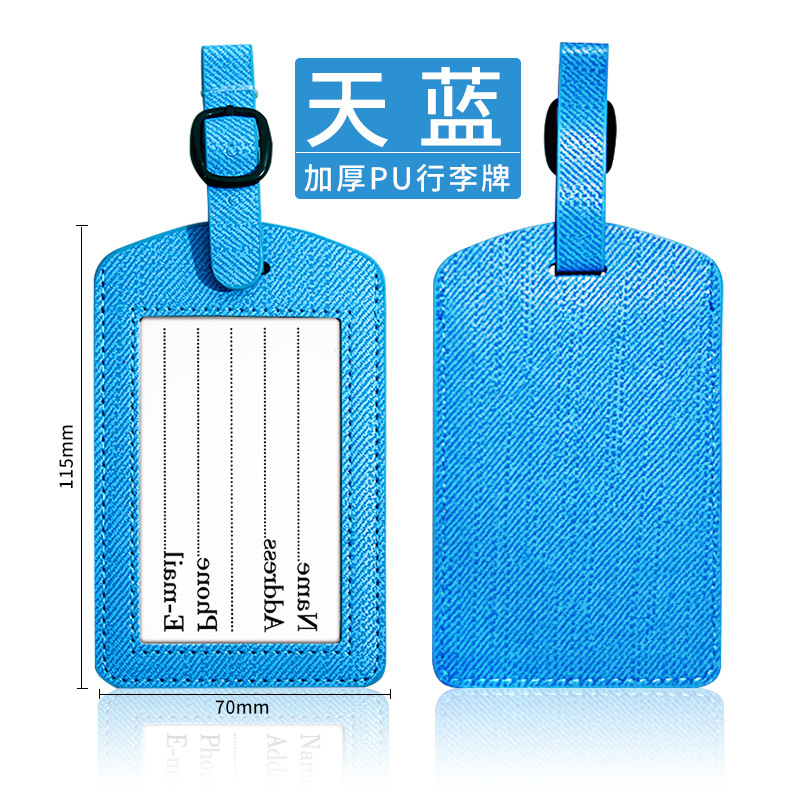 Picture of Simple Thickened PU Luggage Tag Aircraft Boarding Card Creative Suitcase Tag Check-in Luggage Tag Plus Printing