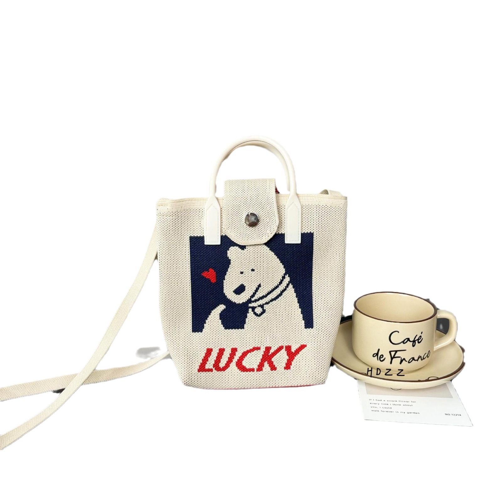 Picture of Advanced Sense Ins Mobile Phone Bag New Cartoon Knitted Bag Niche All-match Crossbody Handbag Korean Coin Purse Bag
