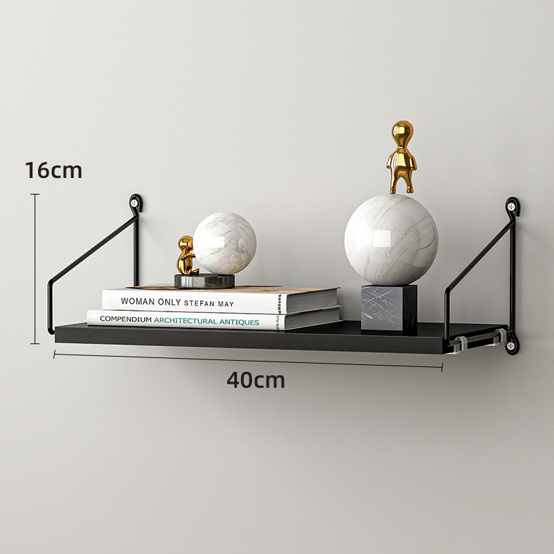 Picture of No-Drill Solid Wood Wall-Mounted Shelf, Straight Partition, Wall-Mounted Bookshelf, Bedroom Decorative Wall Storage