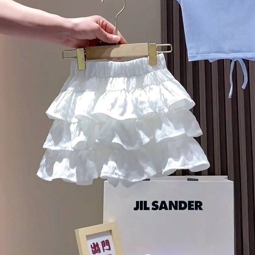 Picture of Girls Summer Suit 2025 New Kidsren's Short-Sleeved T-Shirt Pleated Skirt Two-Piece Set Baby Girl's Culottes Fashionable Summer Dress