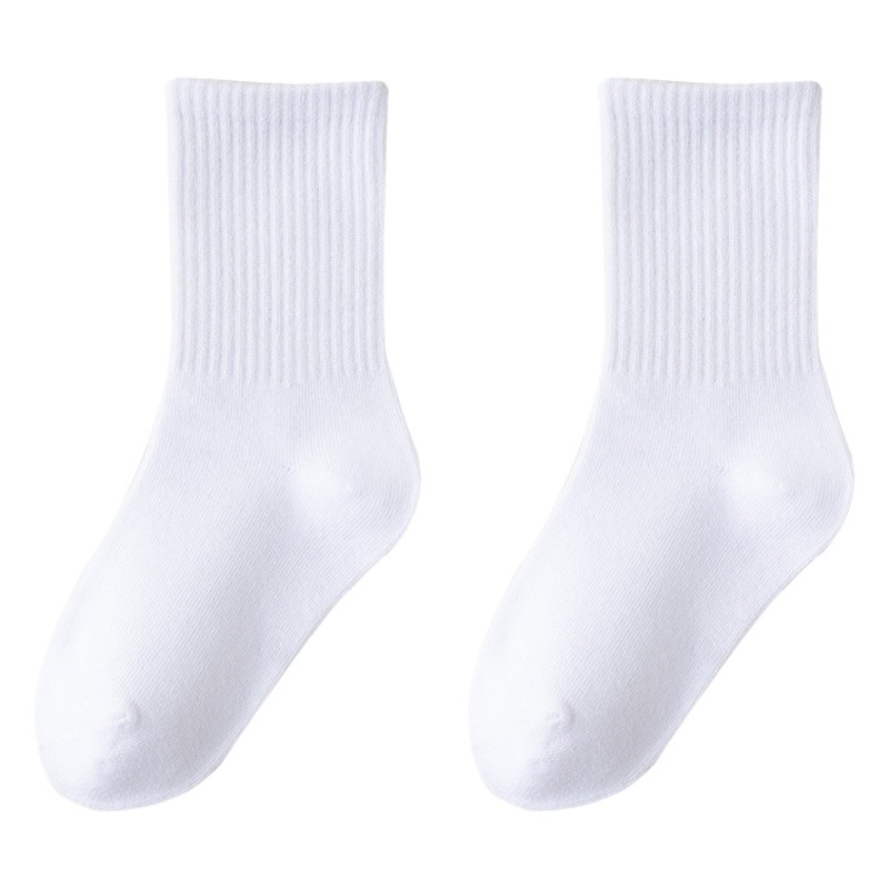 Children's socks solid color sports socks medium and large children's long cotton socks spring and autumn students breathable children's mid-calf socks wholesale