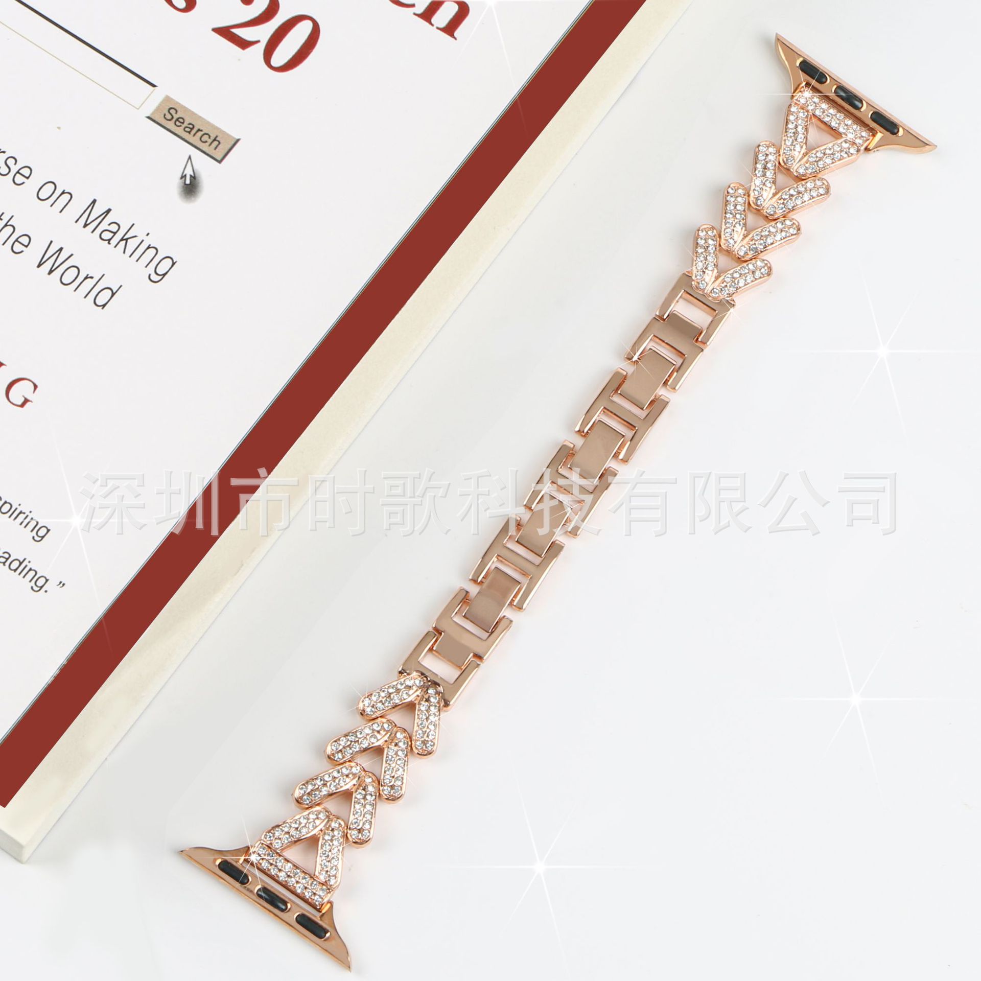 Picture of For Apple Watch Strap applewatch98Ultra2 Heart Chain Luxury Diamond Metal Strap Wholesale