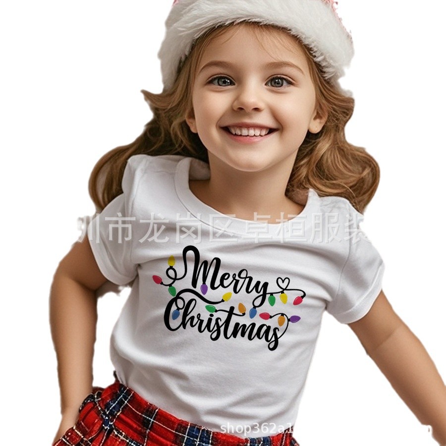 Picture of New fashion parent-child T-shirt cross-border distribution merry christmas2025 pure cotton western style Christmas