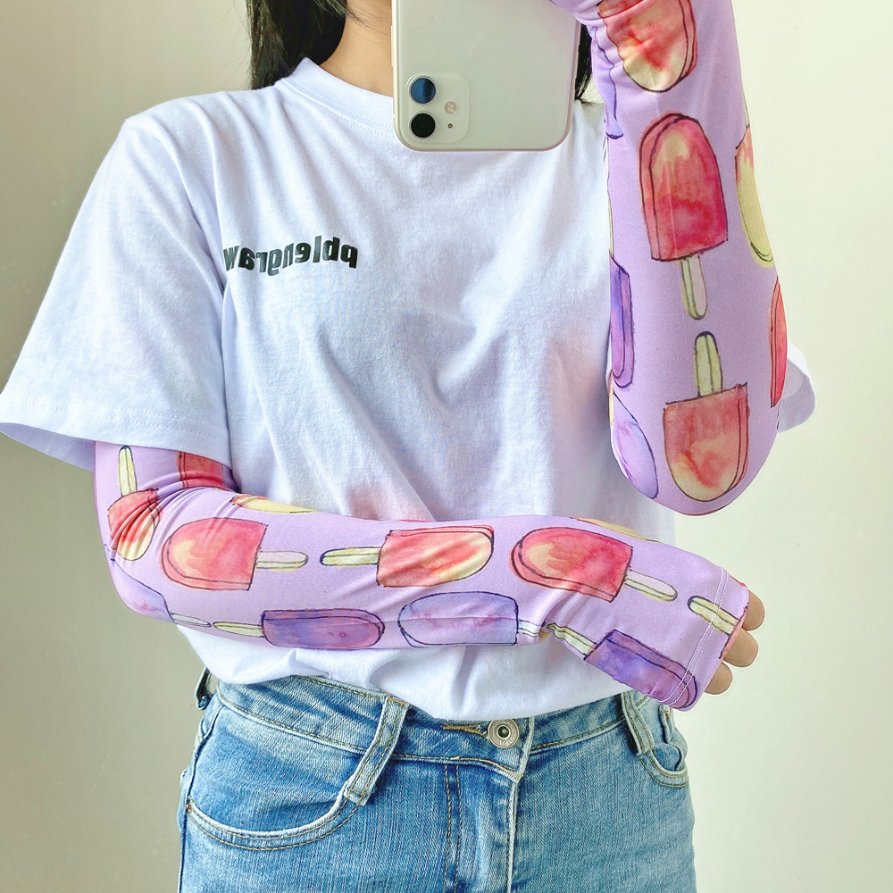 Picture of Cool Summer Sunscreen Ice Silk Sleeve Women's Summer Explosions Cute Girl Style Outdoor UV Protection All-match Ice Sleeve