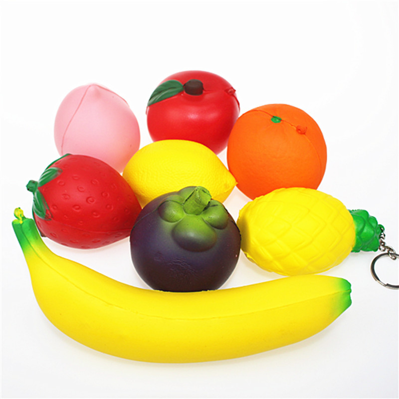 Squishy Slow Rebound Banana Fruit Pendant Pinch Strawberry Set Decompression Pu Artificial Toy Manufacturer