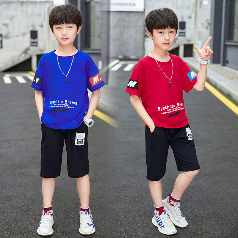Picture of Children's Clothing Boys' 2025 New Suit Summer Kidsren's Sports and Leisure Wear Medium and Large Kidsren's Short-Sleeved Two-Piece Set Korean Style Trendy