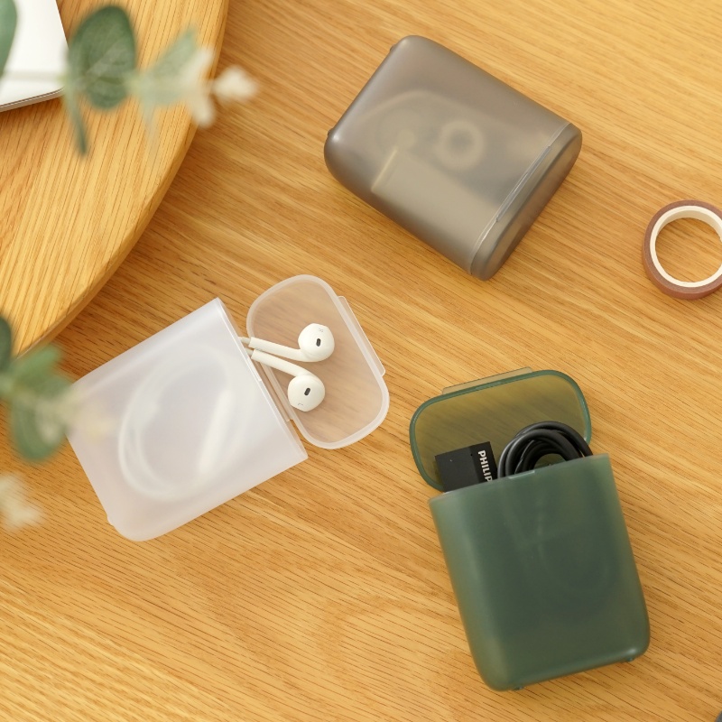 Picture of Portable Data Cable Headphone Cable Storage Box Charger U Hair Accessories Rubber Band Debris Dustproof Small Box