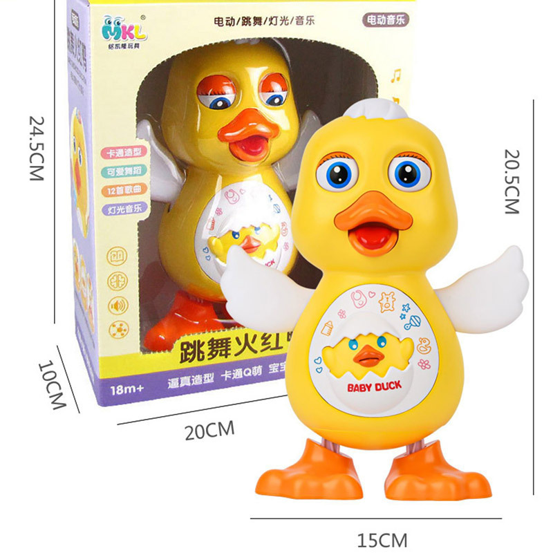 Picture of Electric dancing duckling with sound can move rabbit light walking singing panda dancing robot children's toys