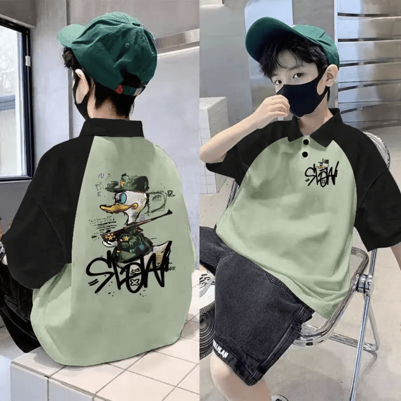 Picture of 2025 Children's Cotton Children's Wear Summer New Polo Shirt Trendy Boys' Western Style Short-sleeved T-shirt Large Children's Lapel