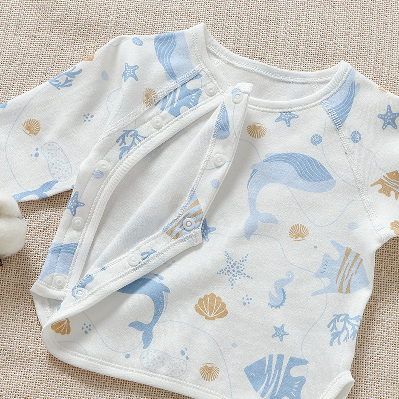 Picture of Baby underwear spring and autumn pure cotton boneless high waist belly protection newborn baby pajamas male baby autumn clothes long pants suit
