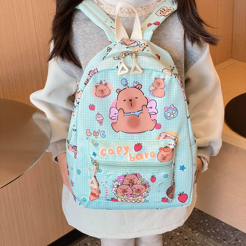 Cartoon Cute Large Capacity Kindergarten Backpack Children's Schoolbag Primary School Student Cartoon Bear Print Nylon Backpack