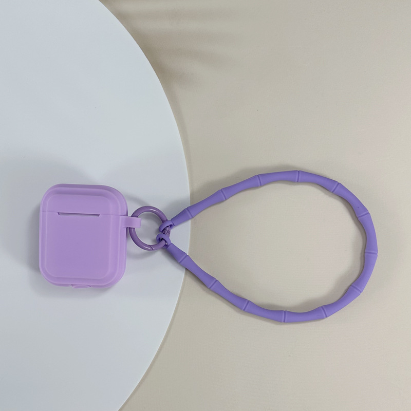 Picture of Simple Pure Color Belt Pendant Suitable for Airpods4 Protective Case Apple 1/2 Silicone Headphone Case with Lanyard Source