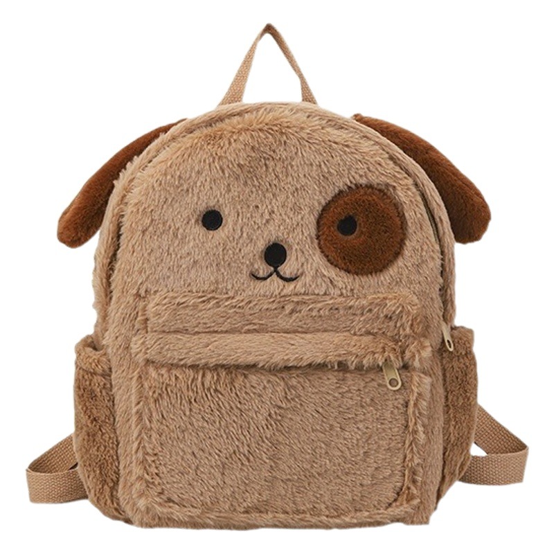 2024 New Stuffed Puppy Backpack Cute Soft Girl Plush Bag Furry Bag School Bag Cartoon Student Small Backpack
