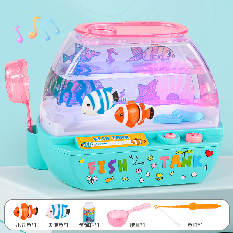Picture of Happy Aquarium Desktop Fish Tank Ornaments Electric Light Music Children's Educational Early Education Story Play Toys