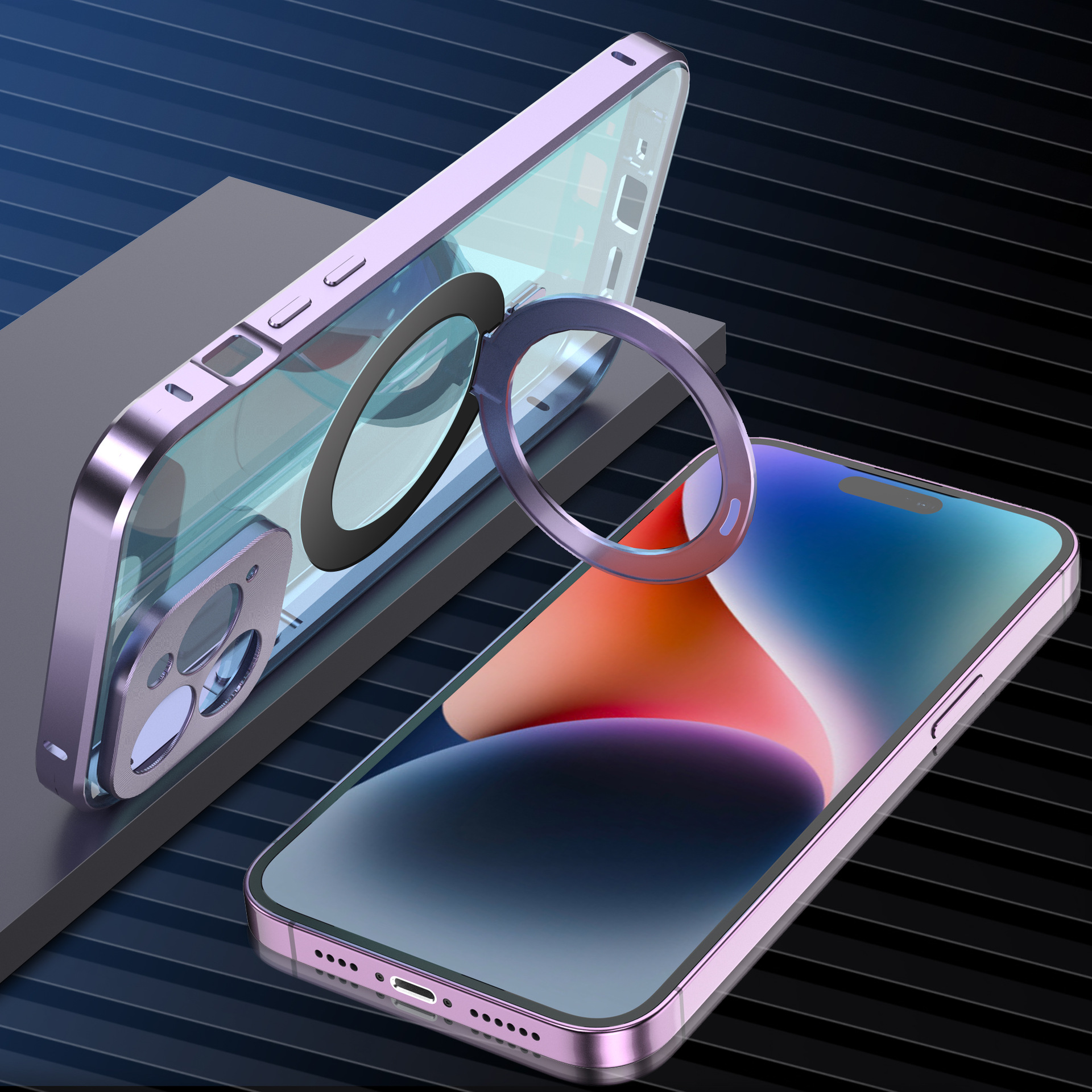 Picture of Suitable for iPhone16 Phone Case Magneto 15promax Metal Magnetic MagSafe Folding Bracket Sheath