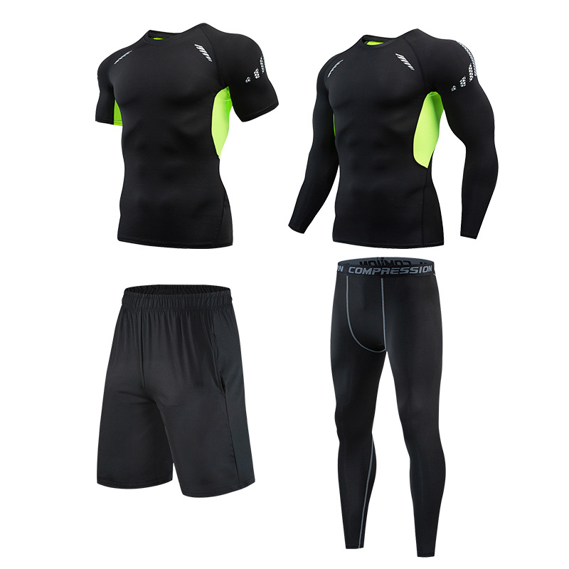 Picture of Fitness Clothes Running Clothes Men's Summer Ice Silk Quick-drying Clothes Equipment Training Hall Long-sleeved Physical Fitness Sportswear suit