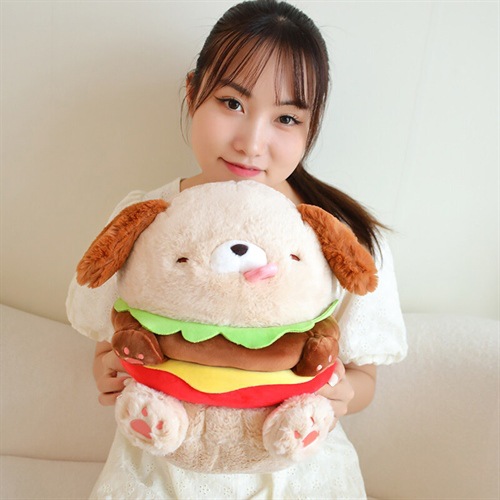 Picture of Cute creative hamburger dog doll Internet celebrity plush toy